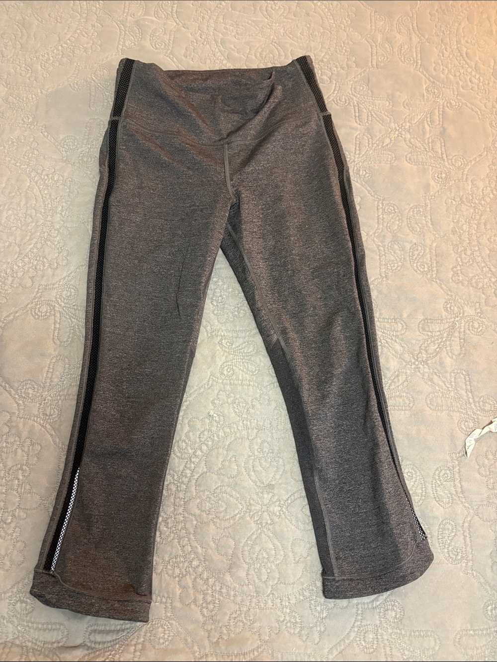 Lululemon Gray Active Leggings with Side Stripe